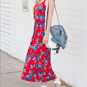 CeCe Red Floral Maxi Dress